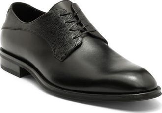 BOSS Derrek Mixed Finish Plain Toe Derby in Black at Nordstrom, Size 11.5Us