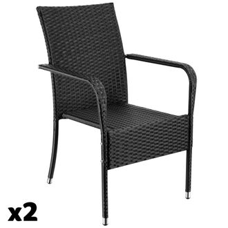 TecTake 2 sillas de jard&iacute;n apilables, polirat&aacute;n, carga 120 kg, 58 x 67 x 90 cm