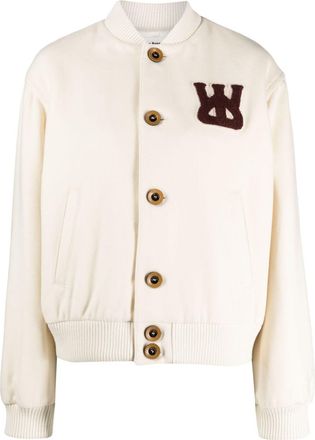Wales Bonner logo-appliqué bomber jacket - women - Wool/Polyamide/Viscose/Polyester - 42 - White