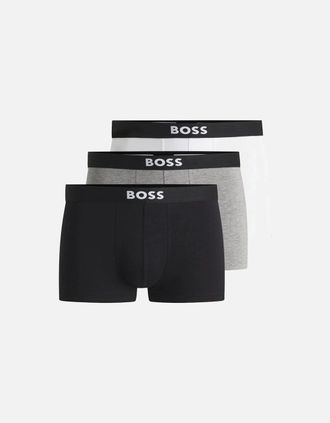 HUGO BOSS Mens 3-Pack Icon Boxer Trunks, Black/White/Grey - Size: 39/38/32