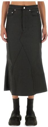 Rick Owens Gonna In Denim - Godet Rok - Dames - Midirokken - Zwart - XS - Denim - Rokken