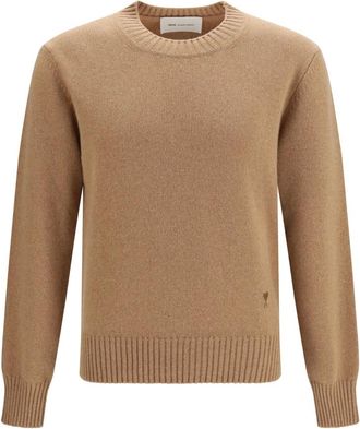 Ami Jersey de Cachemira con Cuello Redondo - Knitwear - Hombre - Marr&oacute;n - XL