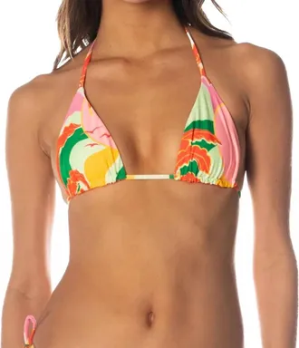 Maaji Reversible Tropical Breeze Balmy Sliding Triangle Bikini Top In Multi