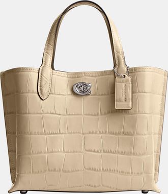 Coach Womens Willow Tote Bag 24 - White Leather - One Size