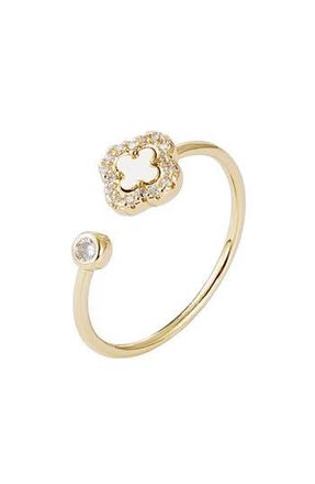 Adornia Cubic Zirconia Clover Open Band Ring in Gold at Nordstrom Rack, Size 7