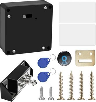 No Brand Cerraduras Electr&oacute;nicas Para Armarios, Cerraduras Inteligentes Rfid Para Cajones (incluye 2 Llaveros Y 2 Tarjetas Rfid), Armarios De Doble Puerta, Caj