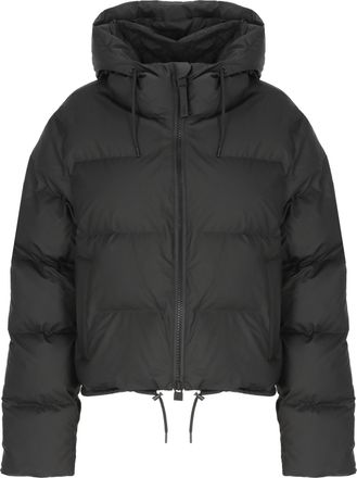 Rains Alta Puffer Black Quilted Hooded Short Down Jacket