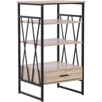 Beliani Beliani - Consolle Mobile tv Legno chiaro e Metallo 3 Ripiani 1 Cassetto Home Office Mobili Stile Moderno Keene