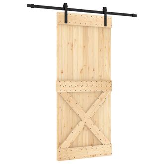 vidaXL Puerta Corredera Natural Y Negro 90 X 210 Cm Vidaxl