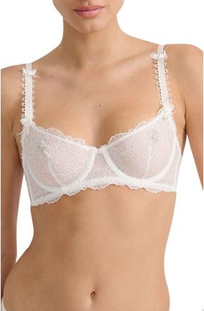 Kat The Label Delilah Sequin Underwire Balconette Bra in White at Nordstrom, Size X-Small