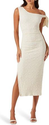 ASTR the Label Emely Floral One-Shoulder Stretch Lace Dress in Cream at Nordstrom, Size Small