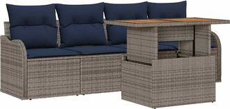 vidaXL Conjunto De Sof&aacute; De Jard&iacute;n 5 Uds. Gris Y Azul Marino Vidaxl