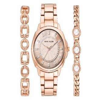Anne Klein Quartz Rose Gold Dial Ladies Watch and Bracelet Set AK-4052RGST