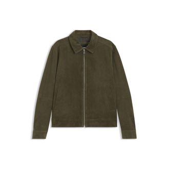 BOSS Suede leather jacket with zipper closure