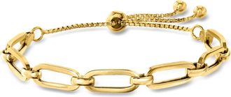Ross-Simons Italian 18kt Gold Over Sterling Paper Clip Link Bolo Bracelet