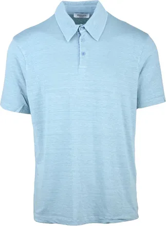 Wool & Co Light Blue Textured Linen Polo Shirt