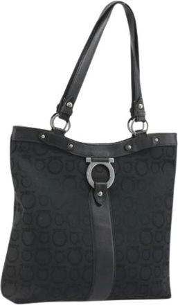 Ferragamo Pre-owned Tote Bags, female, Black, Size: ONE SIZE Pre-owned Canvas Tote Bag