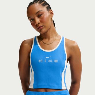 Nike Womens Nike Sportswear Tight Graphic Tank Top in Blue | IF0552-435