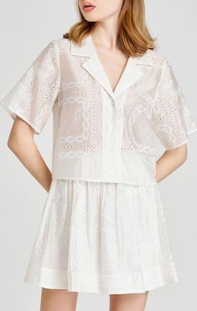 Wayf Rosalie Embroidered Eyelet Shirt in Eggshell at Nordstrom Rack, Size Medium