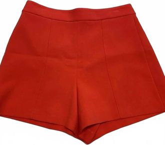 Alice & Olivia Womens Donald High-Waist Back Zip Chino Shorts In Ruby Red