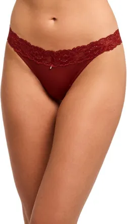 Montelle Intimates Lace Thong in Chili at Nordstrom, Size Xx-Large