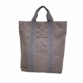 Herm&egrave;s Gray Canvas Tote Bag (Pre-Owned)
