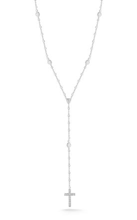 Glaze Jewelry Sterling Silver Cross Rosary Lariat Necklace