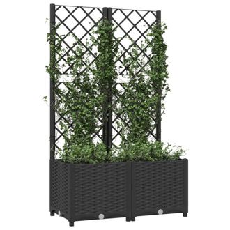 Berkfield Home Beautiful Garden Planter with Trellis Black 80x40x136 cm PP | Size: 80 x 40 x 136 cm