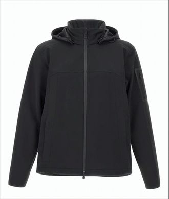 BOSS Minimalistic Black Hooded Jacket With Snap Buttons