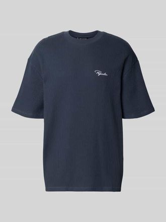 Pegador Oversized T-Shirt mit Strukturmuster in Dunkelblau, Gr&ouml;&szlig;e XXL