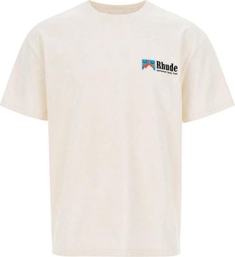 Rhude Logo T-shirt - Heren - T-shirts - Wit - XL - Katoen - Tops