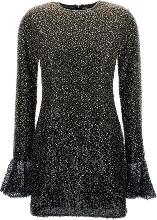 Rotate Fully Embellished Mini Dress With Flared Cuffs