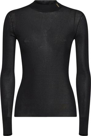 Saint Laurent Top de seda acanalado Cassandre - Knitwear - Mujer - Negro - S