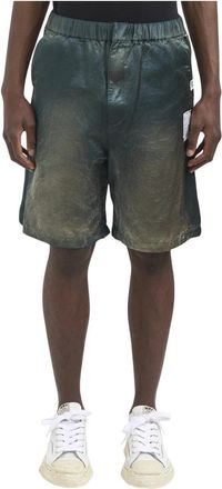 Miharayasuhiro Sun Faded Like Satin Shorts - Heren - Denim shorts - Groen - S - Satijn - Korte Broeken