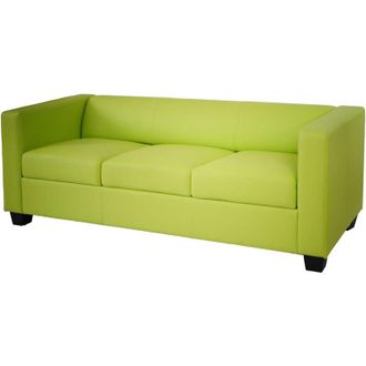 Hhg Non utilizzato] Divano sofa 3 posti lounge moderno elegante serie Lille M65 75x191x70cm ecopelle verde