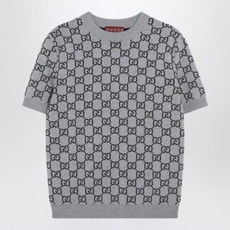 Gucci Grey/Black Sweater With Gg Pattern
