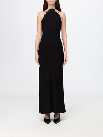 Twinset Long Satin Halter Neck Gown with Lace Inserts for Ceremonies