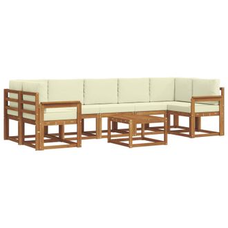 vidaXL Conjunto De Sof&aacute;s De Exterior Con Coj&iacute;n 8 Pcs Natural Y Crema Vidaxl