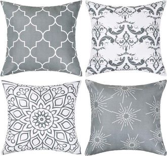 OEM Juego De Fundas De Almohada Decorativas - S&uacute;per Suaves - 4 Piezas - Gris - 40 X 40 Cm