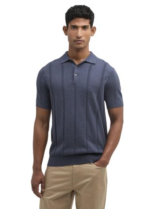 Barbour Donkerblauwe polo Barbour met streep structuur donkerblauw
