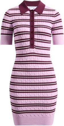 Good American Cable Stitch Polo Sweater Dress in Collegiate Stripe001 at Nordstrom Rack, Size Large