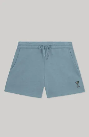 Dalix Womens Martini Midweight Washed Fleece Shorts in Misty Blue at Nordstrom, Size Xx-Large