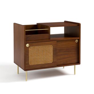 La Redoute Interieurs Vinylkast van notenhoutfineer en riet, Redpop