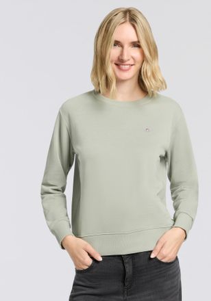 GANT Sweatshirt GANT SHIELD C-NECK SWEAT, Damen, Gr. XXL, faded sage, Sweatware, Obermaterial: 87% Baumwolle, 13% Polyester, Rundhals, Rippb&uuml;ndchen, Sweats