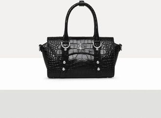 Vivienne Westwood Bettina Mini Crossbody Emboss Croc Leather Black