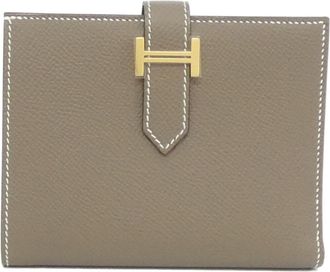 Herm&egrave;s Bearn Etoupe Gray Epsom Leather Wallet (Bi-Fold) (Pre-Owned)