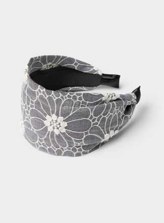 Simons Womens Accent embroidered flower wide headband