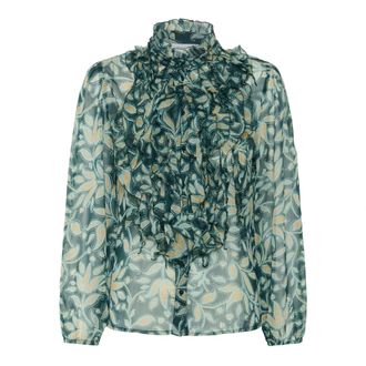 Saint Tropez Lilja SZ Crinkle LS Shirt - Blouses & Shirts - Mujer - Azul - S
