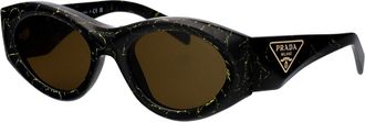 Prada Womens Sunglasses Black-Yellow Marble Acetate Black/yellow