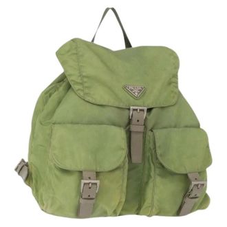 Prada Pre-owned Backpacks, female, Green, Size: ONE SIZE Pre-owned Nylon Backpack
